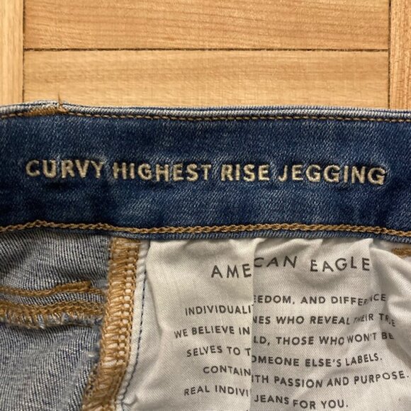 American Eagle Curvy Highest Rise Blue Denim Skinny Jeans Jegging - Picture 7 of 7